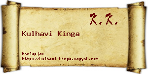 Kulhavi Kinga névjegykártya